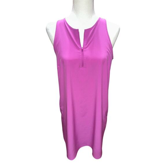 Lou & Grey Wanderweave Athletic Dress Sleeveless 1/4 Zip Magenta S Athleisure - Picture 1 of 8